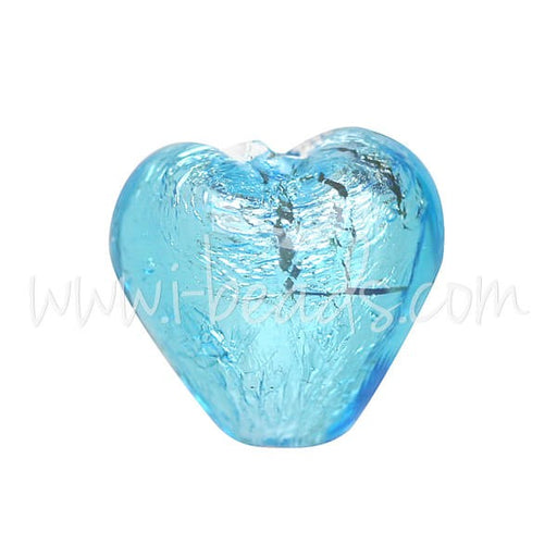 Buy Pearl of Murano heart aquamarine and silver 10mm (1)