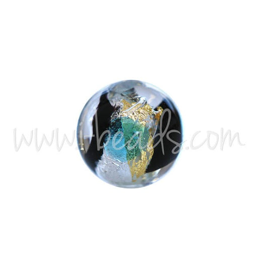 Buy Murano pearl round black blue and silver gold 6mm (1)