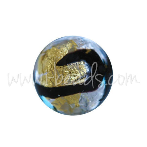 Buy Pearl of Murano round black blue and silver gold 8mm (1)