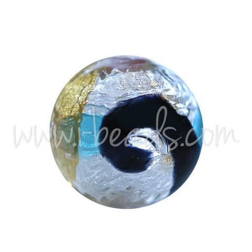 Buy Black Murano Pearl Black blue and silver gold 10mm (1)