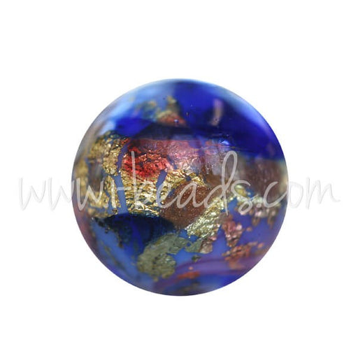 Buy Murano pearl round multicolored blue and gold 10mm (1)