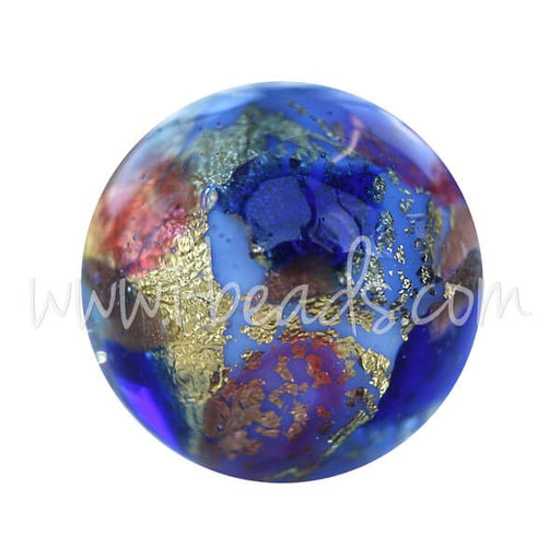Buy Murano Pearl Round Multicolored Blue and Gold 12mm (1)