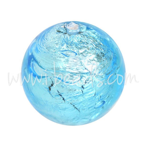 Buy Murano pearl round aquamarine and silver 12mm (1)