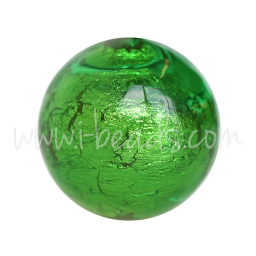 Buy Murano pearl round green and gold 12mm (1)