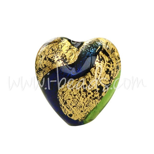 Buy Pearl of Murano Heart Multicolored Mix and Gold 10mm (1)