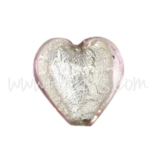 Buy Murano pearl heart crystal clear pink and silver 10mm (1)