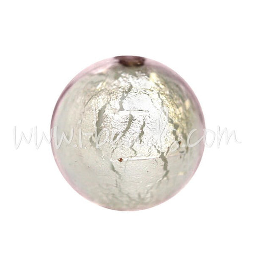 Buy Murano pearl round clear pink crystal and silver 10mm (1)