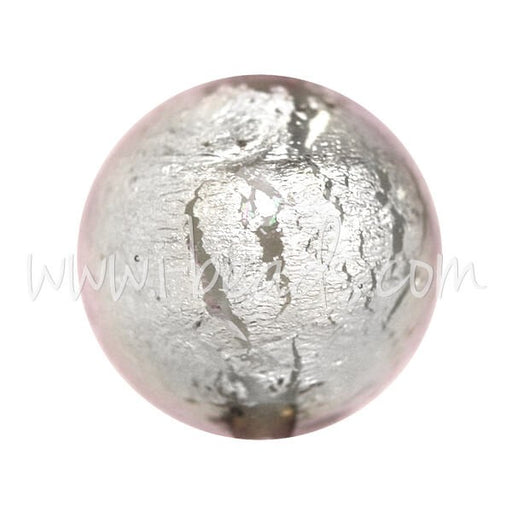 Buy Murano pearl round clear pink crystal and silver 12mm (1)