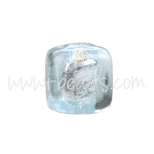 Buy Pearl of Murano Cube blue and silver 6mm (1)