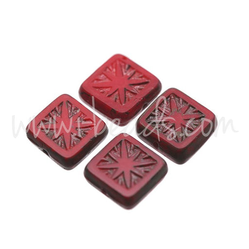 Buy Bohema Sketry Glass Beads with Red Star and Picasso 10mm (4)