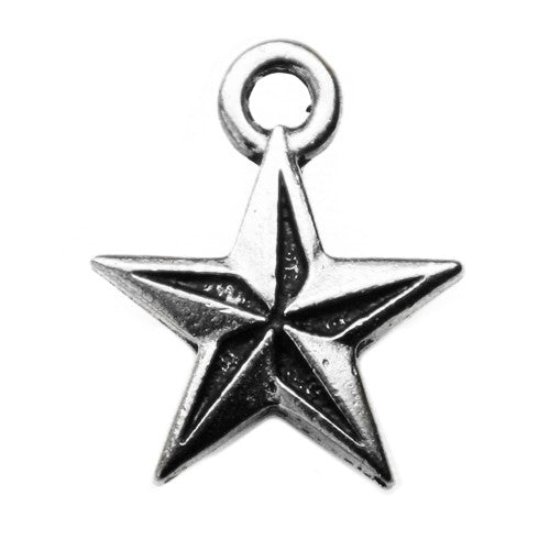 Buy Charm Star Metal Plated Silver Aged 18mm (1)