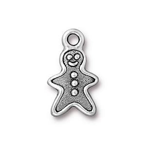 Buy Charm Bonhomme Gingerbread Metal Plated Silver Aged 14mm (1)