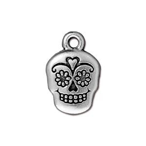 Buy Charm head of death Calavera metal plated silver aged 18mm (1)