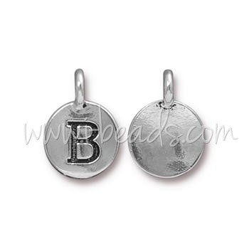 Buy Silver aged letter B charm pendant aged 11mm (1)