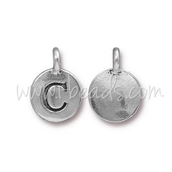 Buy Charm Pendant Letter C Plated Silver Aged 11mm (1)