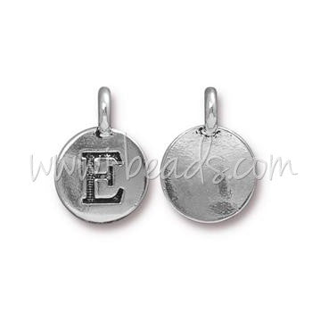 Buy Charm Pendant Letter E Plated Aged Silver 11mm (1)