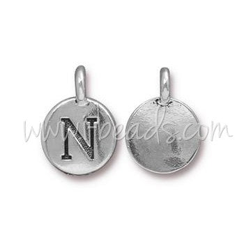 Buy Silver-plated letter charm pendant N aged 11mm (1)