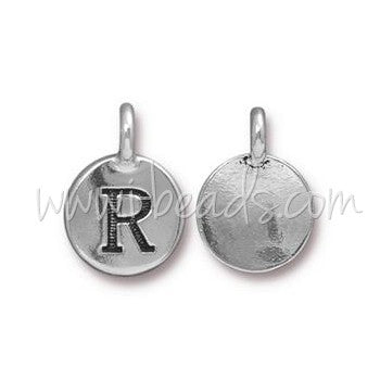 Buy Charm Pendant Letter R Plated Aged Silver 11mm (1)