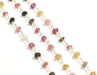 Acheter au détail 10 cm chaine rosaire argent et très fine pierre tourmaline-2.5-3 mm pour ras du cou, sautoir, BO et bracelet