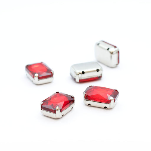Achat en gros perles strass sertis x5 rectangles rouge 14x10mm à coudre ou coller Strass en verre