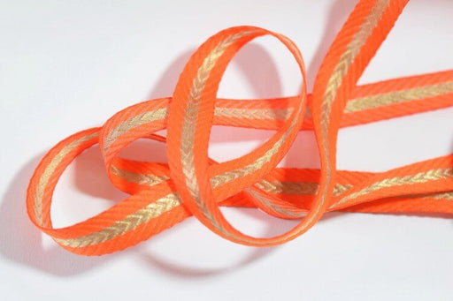 Buy 50 cm orange and gold chevron ribbon - 18 mm - Sold by 50 cm piece