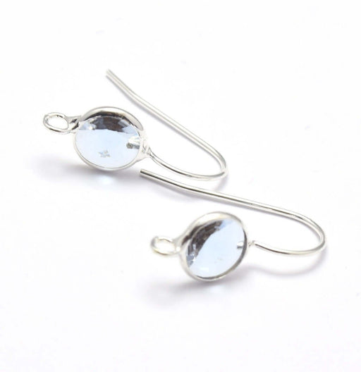 Buy 1 pair sleepy hooks (2 hooks) silver and light blue glass parme21x8.5x4.5 mm - no nickel