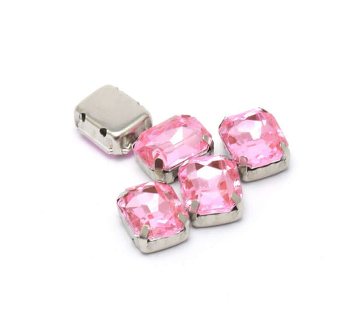 Buy 5 Beads Rhinestones Rectangles Light pink 10x8x4.5 mm Hole 1 mm sewing or paste - acrylic rhinestones