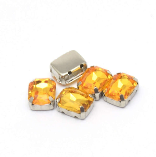 Buy 5 beads rhinestones yellow rectangles 10x8x4.5 mm hole 1 mm sewing or paste - acrylic rhinestone