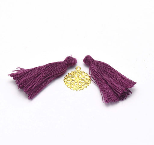 Buy 2 Dark Purple Tumps Questche 2.5 -3 cm - for jewelry, sewing or decor of bags, cushions, ...