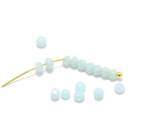 Vente en gros 10 perles bleu laiteux pastel à facettes en verre imitation jade 3x2mm à enfiler à un fil pu clou perlé en breloque