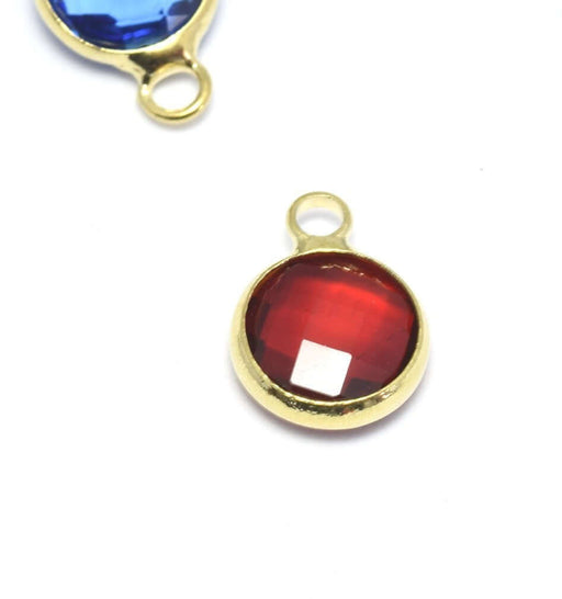 Buy 1 Garnet faceted glass pendant with golden contours
