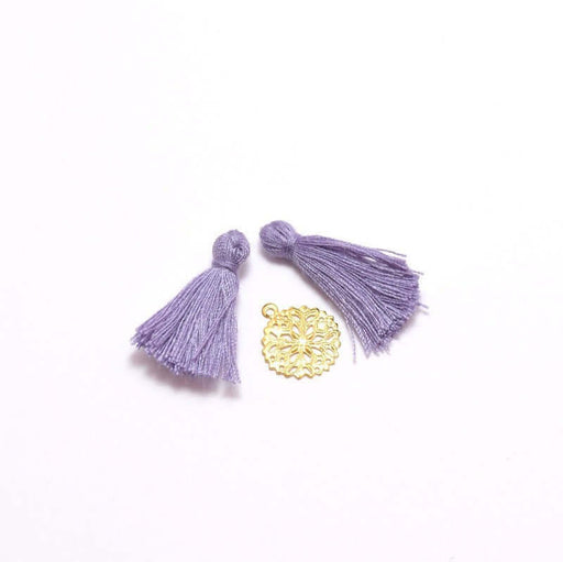 Buy 2 purple pompoms parma 2.5 -3 cm - for jewelry, sewing or decoration