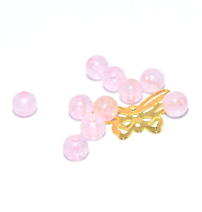 Achat au détail 10 perles en Quartz rose 4 mm, trou: 1 mmrose polie