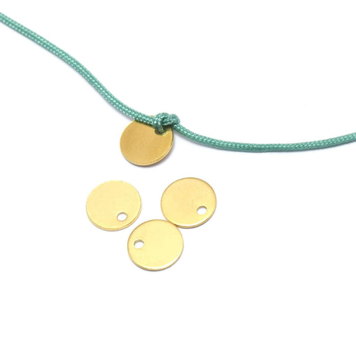 Creez 3 fines perles plates médaillon sequin OR 8x1 mm, Trou: 0.8 mm Acier Inoxydable Apprèts bijoux