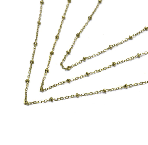 Buy 3 m of fine chain of ancient bronze link spaced by flat balls 2x1.5x0.3 mm brass - jewelry creation