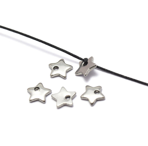 Acheter au détail x5 fines perles plates étoiles 6x6x0,5 mm trou 1mm Acier Inoxydable Apprèts bijoux