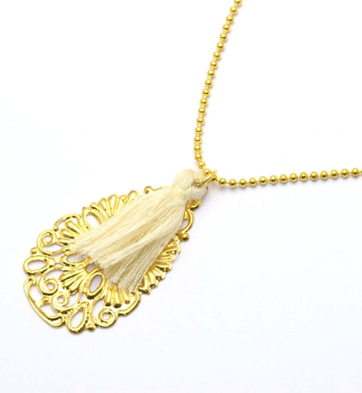 Buy 4 Golden filigree arabesque pendants 38x22x0.7 mm, hole: 0.8 mm for earrings or necklace.