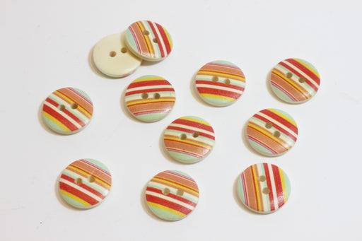 Buy lot x10 fancy wooden buttons 15mm - Painted wood