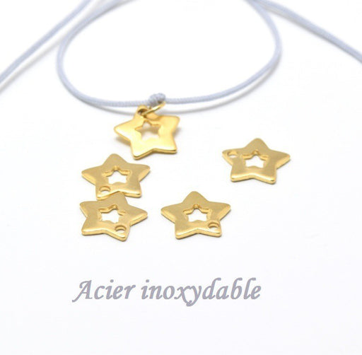 Buy X 4 fine beads charm star steel GOLD - 11x12x1 mm, Hole: 1.5 mm Inoxidable steel - Jewelry appretes by 4