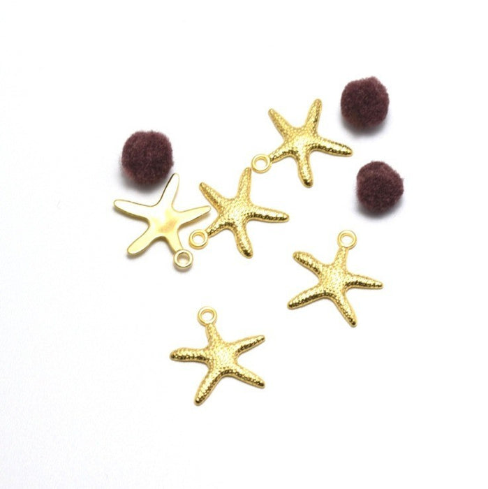 Acheter X10 pendentifs étoile de mer en metal plaqué doré OR 19.5x19x2 mm, Trou: 2 mm .