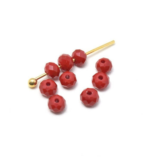 Buy 10 Red beads No.8 faceted glass imitation jade 3.5-4x2.5-3mm hole: 0.5mm - to thread a beaded nail to a wire