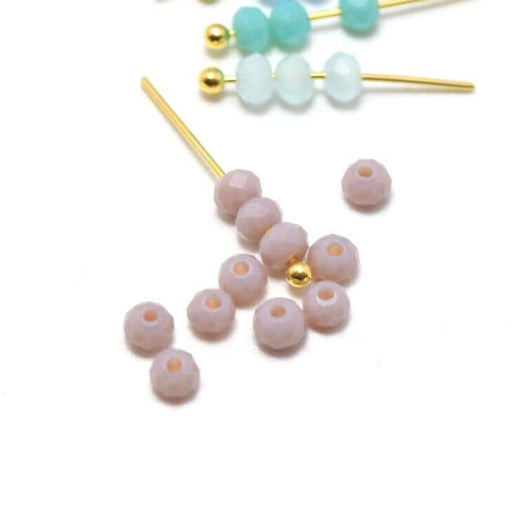 Creez 10 perles Parme clair N°6 à facettes en verre imitation jade 3.5~4x2.5~3mm trou: 0.5mm à enfiler à un fil un clou perlé