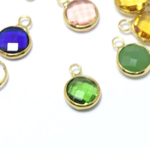 Buy 1 12x9x5 mm gold pendant, hole: 2 mm and emerald green faceted glass with golden contours