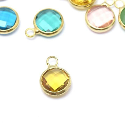 Buy 1 12x9x5 mm gold pendant, Hole: 2 mm and citrine-faceted glass with golden contours