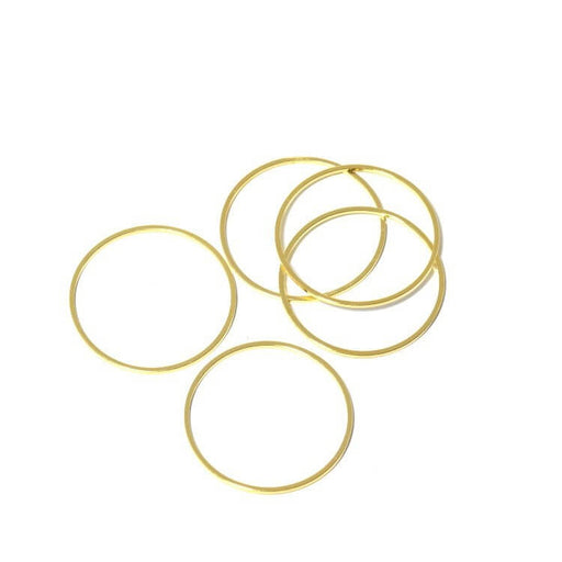 Buy 5 rings round connectors 25x1 mm golden brass- jewelry connectors