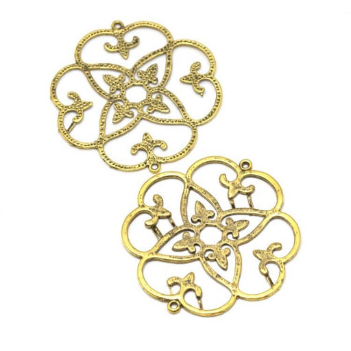 Buy 2 arabesque pendants old gold flower 46 mm long, width of 43 mm for jumper.