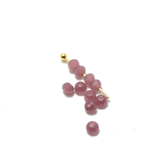 Creez 10 perles violine à facettes en verre imitation jade 3.5~4x2.5~3mm trou: 0.5mm à enfiler à un fil un clou perlé en breloque
