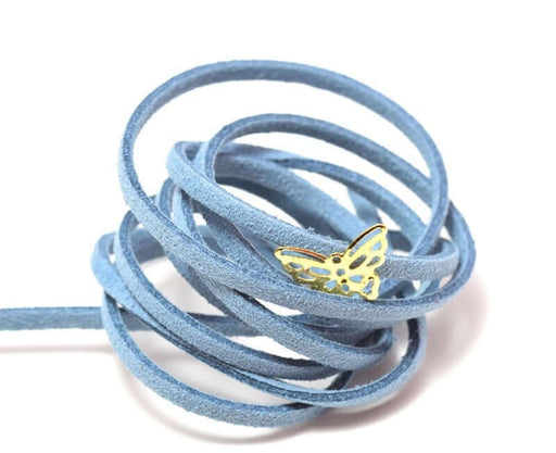 Buy 1 metre steel blue suede 3mm - suede cord per metre