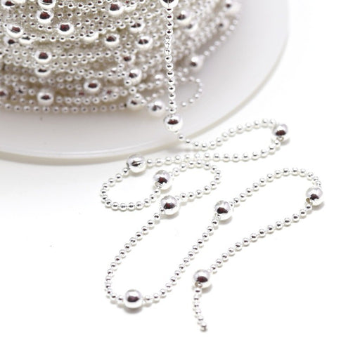 Buy High quality - 1.2mm silver brass ball chain with 3mm ball beaded chain by metre