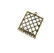 Achat 1 pendentif carré grille bronze 44mm long, 34.5mm largeur, 2mm epaisseur, trou: 3mm pour sautoir.